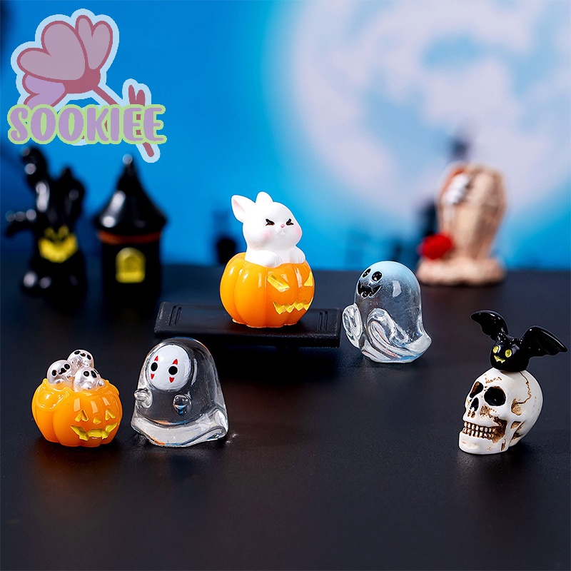 Tượng mini Bằng Nhựa resin Thủ Công Trang Trí Vườn Thần Tiên Bí Ngô Ma Quỷ Dơi Ma Bí Ngô Dễ Thương Trang Trí Tiểu Cảnh halloween