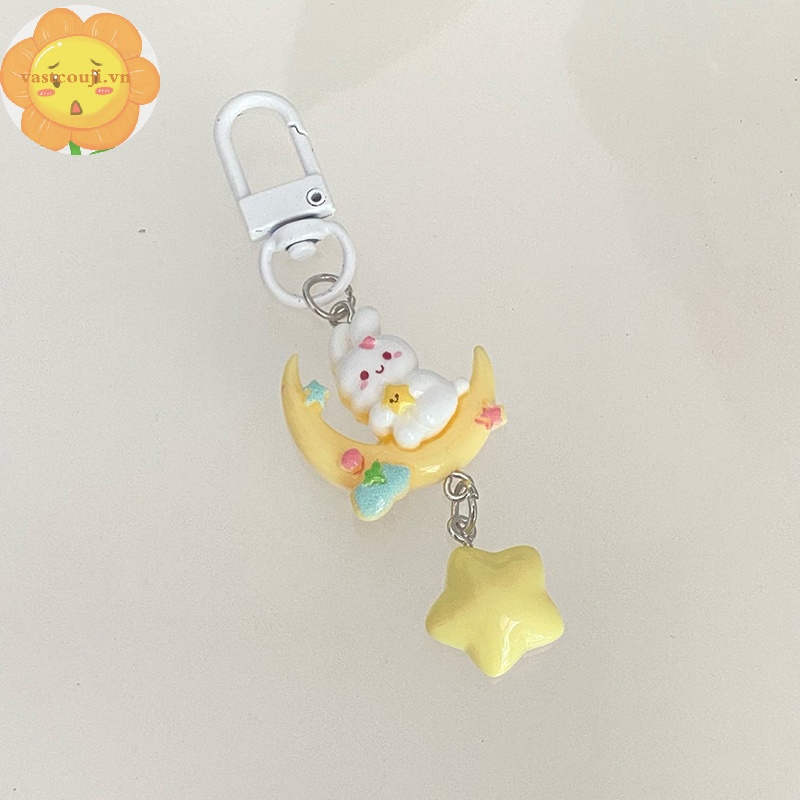 Vastji Móc Khóa Hình Thỏ Mặt Trăng Màu Vàng Kim Thời Trang Ngọt Ngào Cho Nữ vn