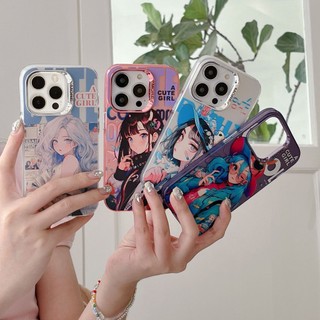 Iphone ốp điện thoại túi khí chống sốc hình cô gái dễ thương cho iphone 14promax 14 13 13promax 12 12promax 11