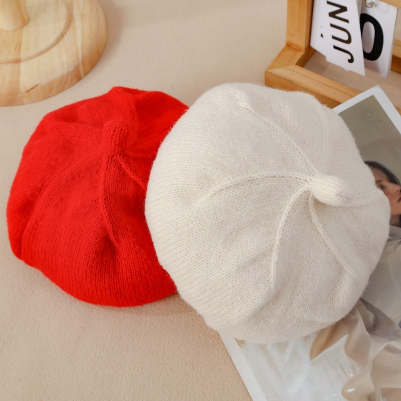 Dễ Thương Mũ Nồi Dệt Kim Mềm Mại Màu Trơn Thời Trang Thu Đông vintage Cho Bé Gái