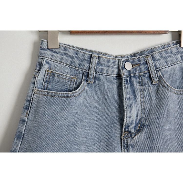 Quần Short denim Lưng Cao Dáng Chữ a Ống Rộng Màu Đen / Xám Thời Trang Cá Tính Cho Nữ