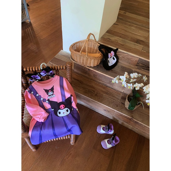 Đầm Len Giả Hai Mảnh Tay Dài In Hoạt Hình Phong Cách Xuân Thu Cho Bé Gái 90-140cm