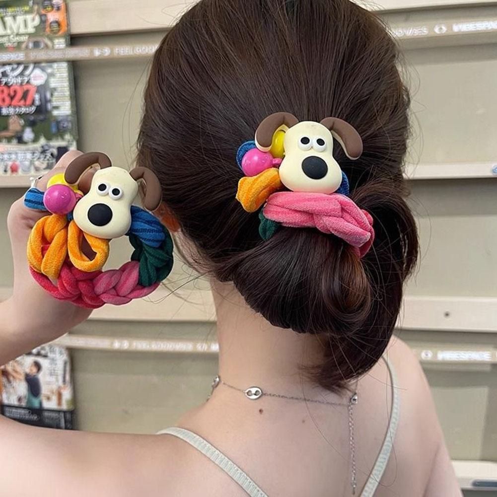 Dây Buộc Tóc Co Giãn Hình Chú Chó Hoạt Hình Nhiều Màu Dễ Thương c0t8