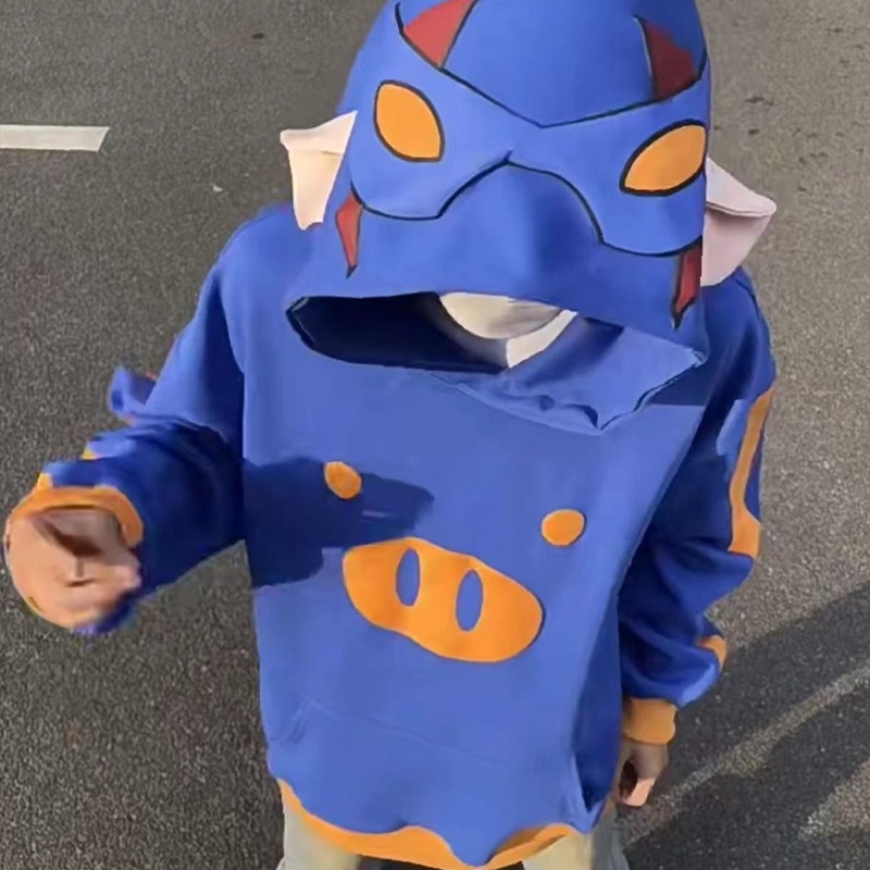 Áo Hoodie Dáng Rộng Họa Tiết Chú Heo Thời Trang Thu Đông Cho Nam