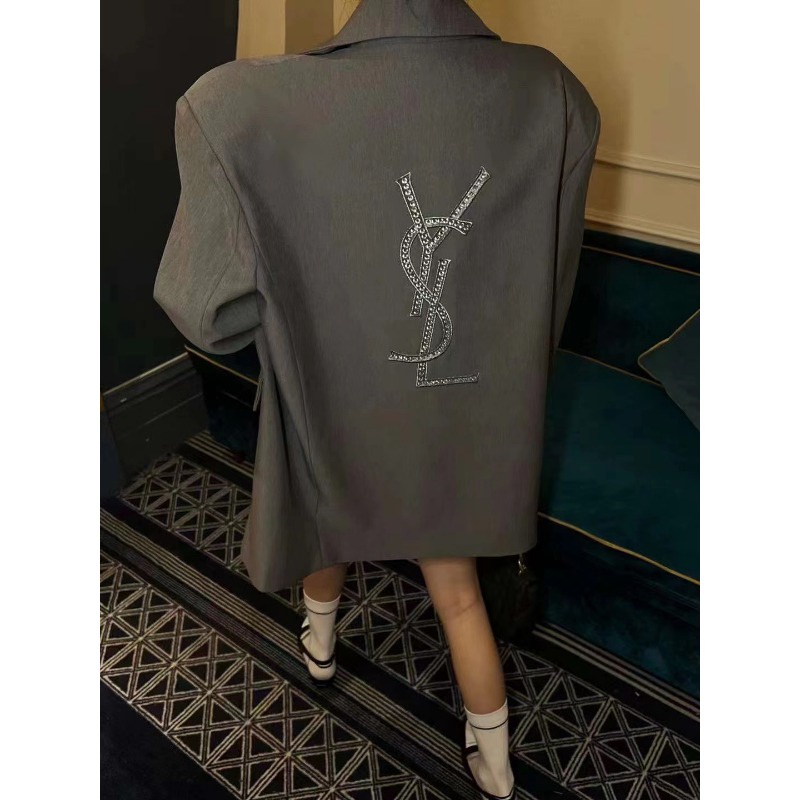 Áo Khoác Vest Lụa Thêu Họa Tiết Kim Cương Bạc 2023 Mới Cho Nữ