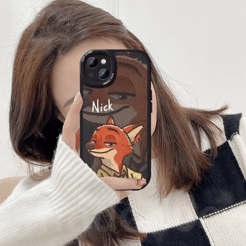 Ốp lưng ngọt Soft For iPhone 15 14 13 12 Mini 11 Pro Xs max 6 6S 7 8 Plus X XR 11promax 12promax 13promax Cute Cartoon Zootopia Officer Rabbit Judy and Mr. Fox Nick Oval Fine Hole Shockproof Phone Case XPN 89