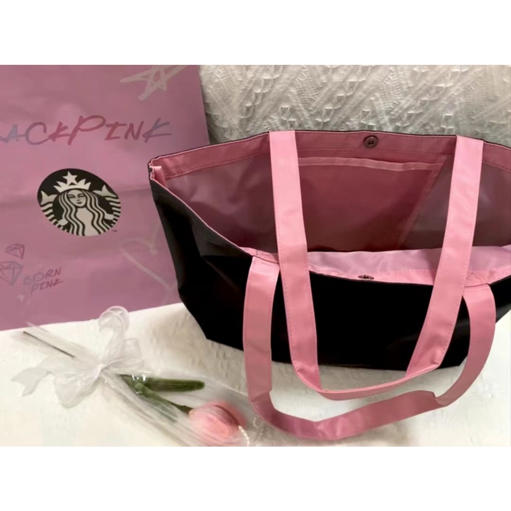 STARBUCKS Blackpink Túi Xách Vải oxford Cỡ Lớn Thêu Họa Tiết Thời Trang Cho Nữ