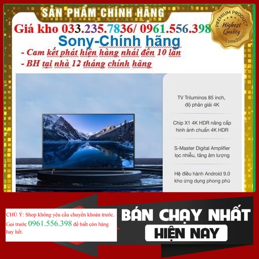 {NEW.} Smart Tivi Sony 85 Inch 4K UHD KD-85X8000H &lt; Chính hãng BH:24 tháng tại nhà toàn quốc &gt; - Mới 100%