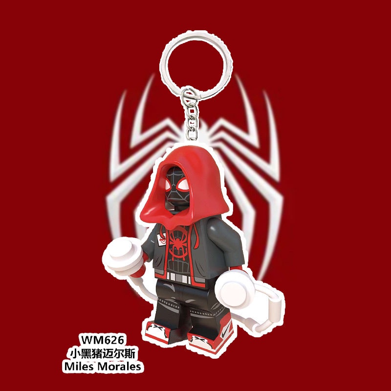 So Với lego Người Nhện miles Lắp Ráp Mặt Dây Chuyền Đồ Chơi Quà Tặng Cho Cặp Đôi