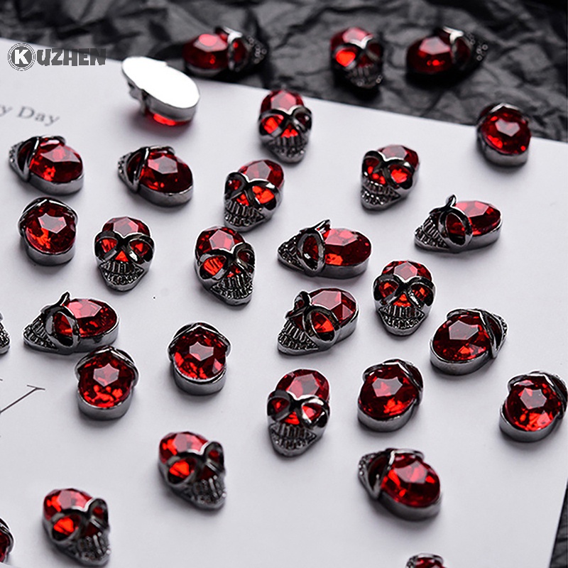 Set 10 Phụ Kiện Trang Trí Móng Tay 3d Bằng Hợp Kim Phong Cách punk