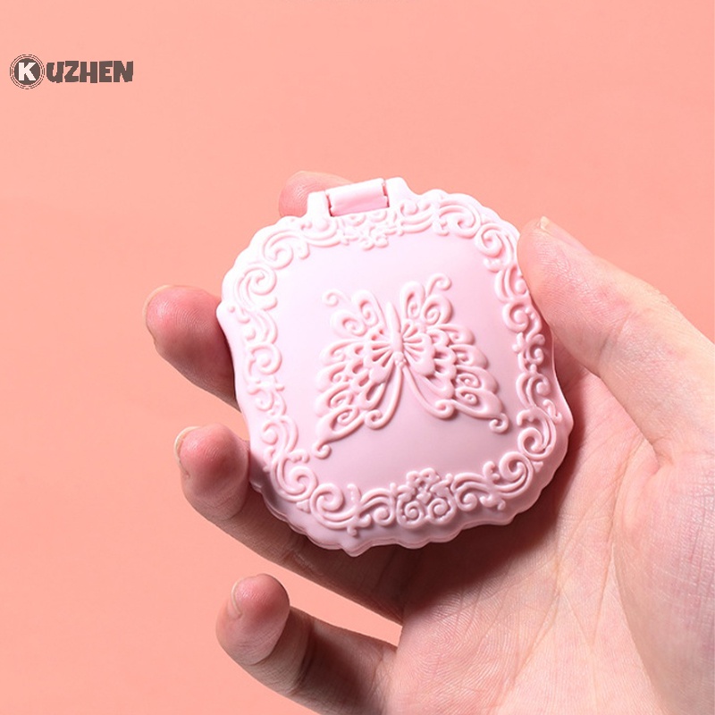 Kuzhen Gương Trang Điểm Dạng Gập Hình Tròn Nhỏ Gọn Hình Bướm vintage Dễ Thương Cho Nữ