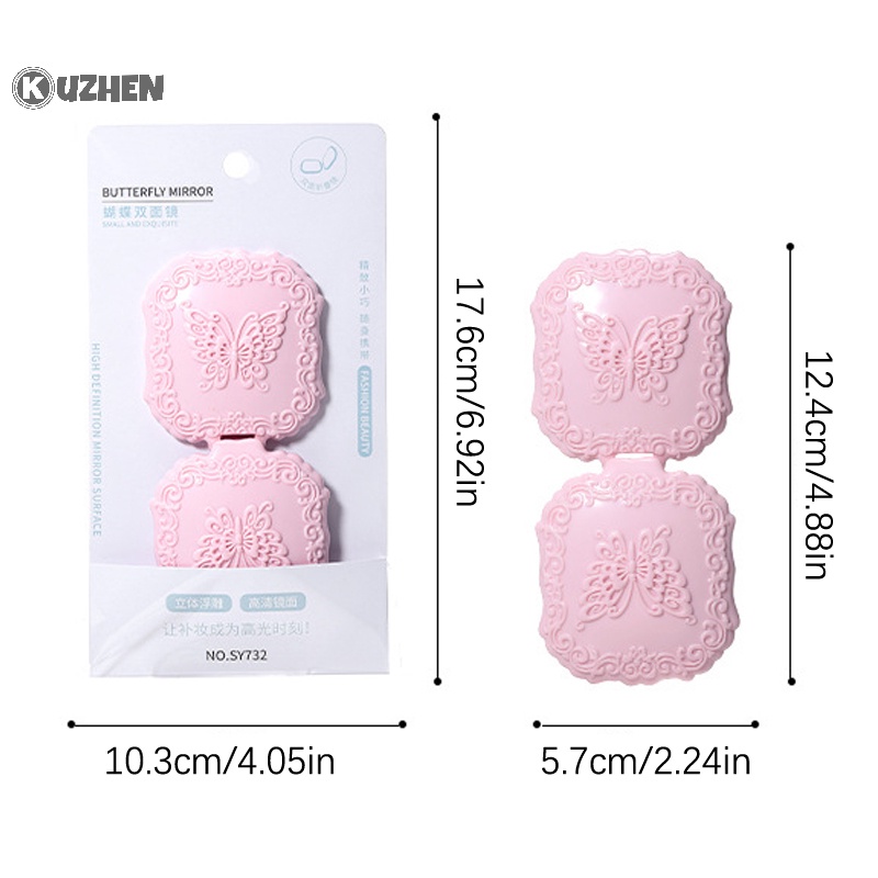 Kuzhen Gương Trang Điểm Dạng Gập Hình Tròn Nhỏ Gọn Hình Bướm vintage Dễ Thương Cho Nữ