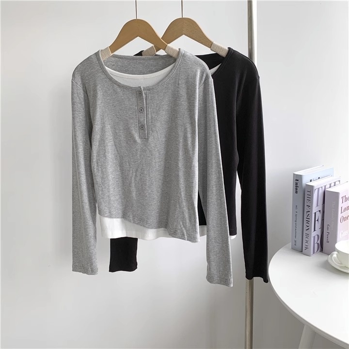 Áo Thun Tay Dài Cổ Tròn Dáng Rộng Thời Trang Cho Nữ