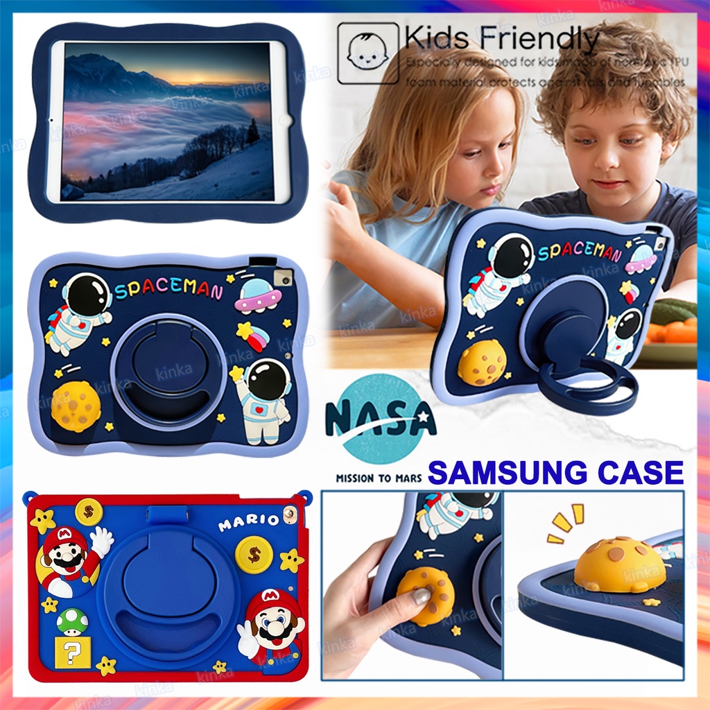 Ốp Máy Tính Bảng Silicon Mềm Chống Sốc Xoay 360 Độ In Hình Phi Hành Gia Cho samsung galaxy tab a9 Smx110 x115 x117 a9 plus x210 x216b X218U A8 10.5 X200 X205 A7 Lite 8.7 T220 T225 A 8.0 T295 S6 Lite P610 T510