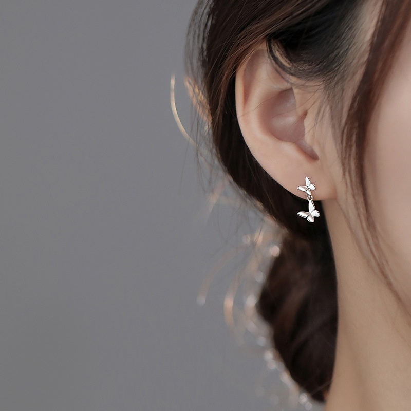 Bông Tai Mạ Bạc 925 Hình Bướm Đơn Giản Thanh Lịch Thời Trang Phong Cách Hàn Quốc Cho Nữ