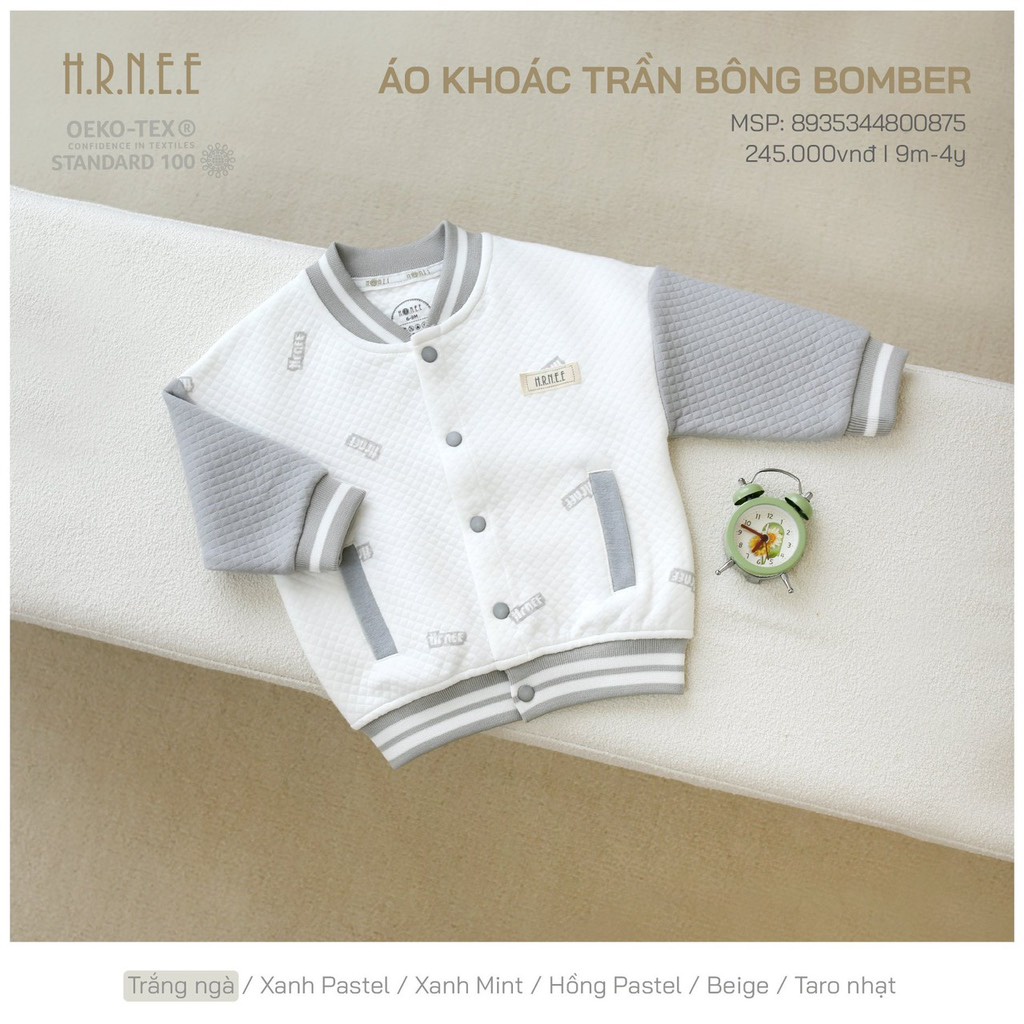 Áo Bomber trần bông Hrnee cho bé trai bé gái