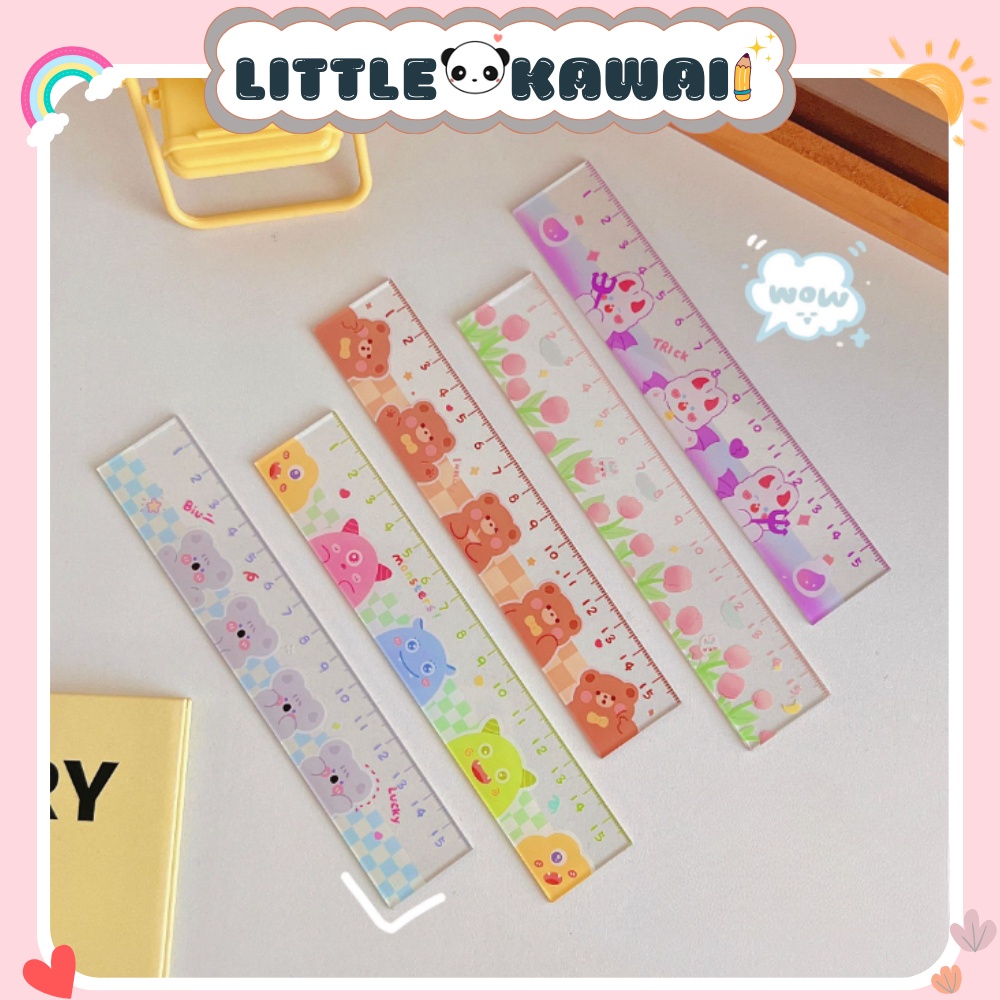 Thước nhựa trong suốt 15cm hoạt hình dễ thương