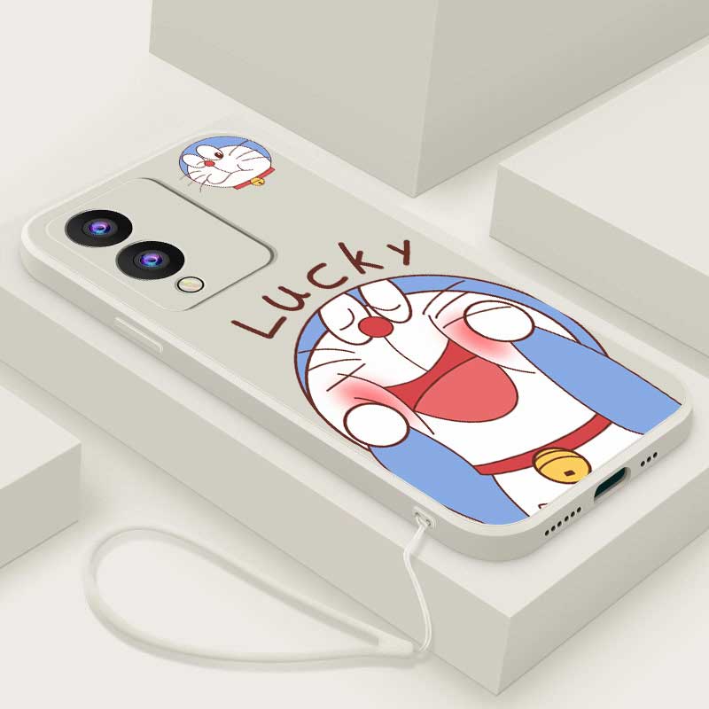 Ốp Điện Thoại silicon Dẻo Hình doraemon May Mắn Dễ Thương Cạnh Thẳng Cho vivo y17s