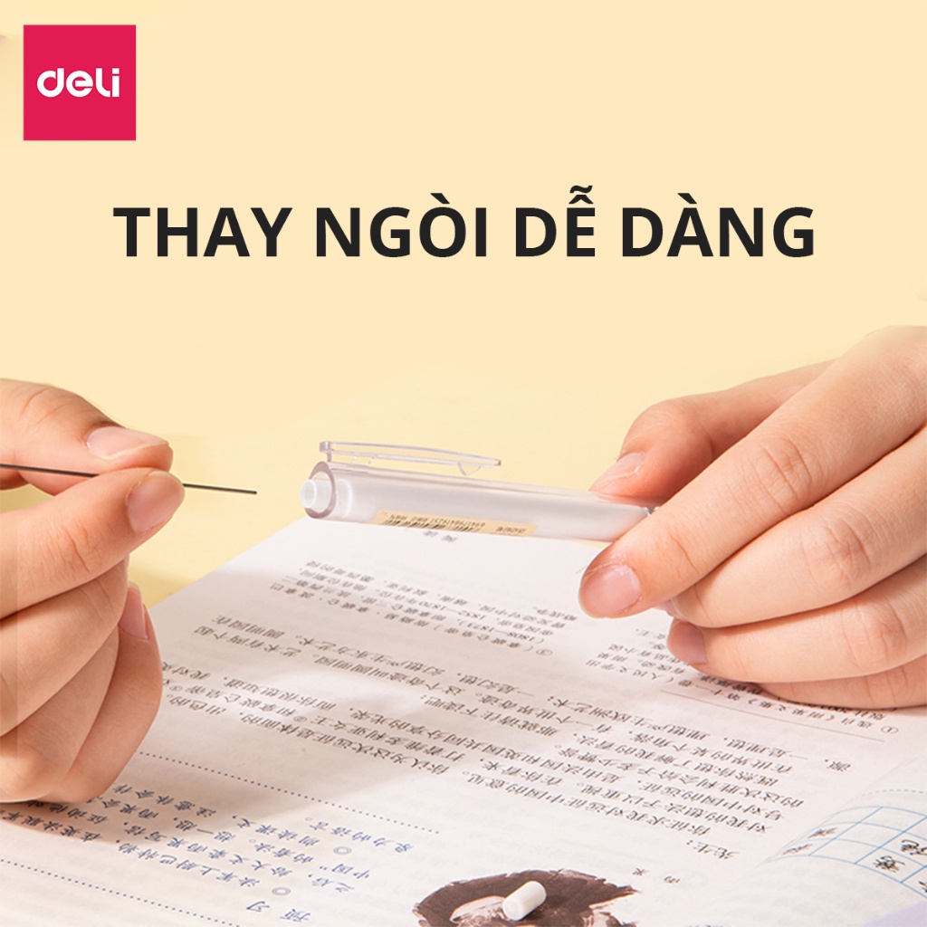 Bút chì kim BẤM THÂN Deli SH113 Ngòi 0.7mm Kèm đầu tẩy Hiện Đại, Trẻ Trung