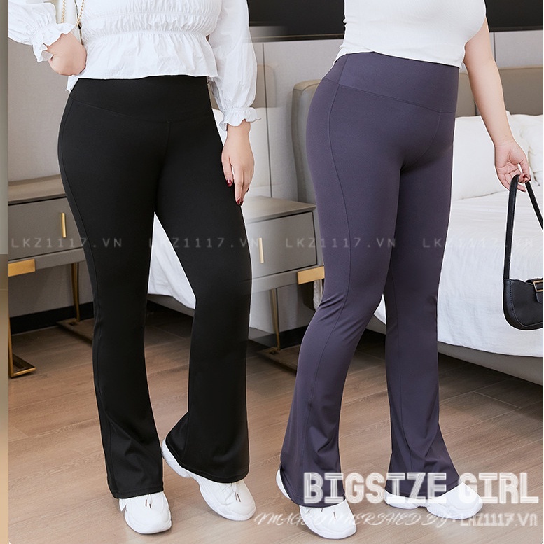 quần dài nữ lưng cao Bigsize 50-100kg quần legging ôm body ống loe cạp cao co giãn nâng mông Phong cách Hàn Quốc Thời Trang đẹp