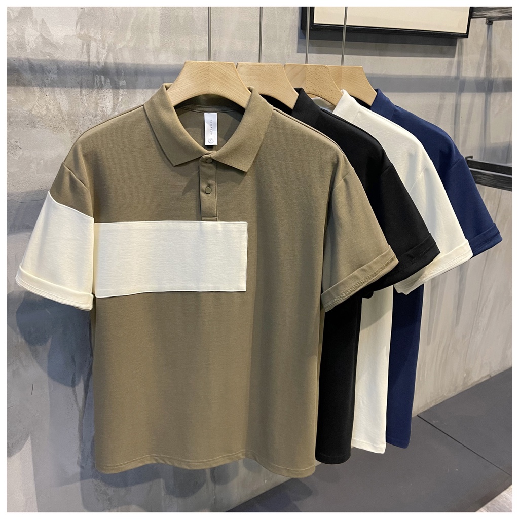 Áo Thun polo Màu Sắc Tương Phản Thời Trang Cho Nam
