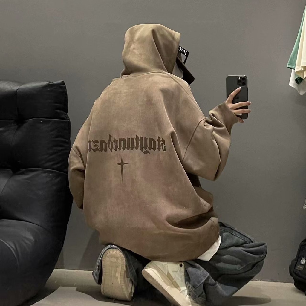 Áo Hoodie Dáng Rộng Phong Cách retro Đường Phố Mỹ Cá Tính Cho Nam