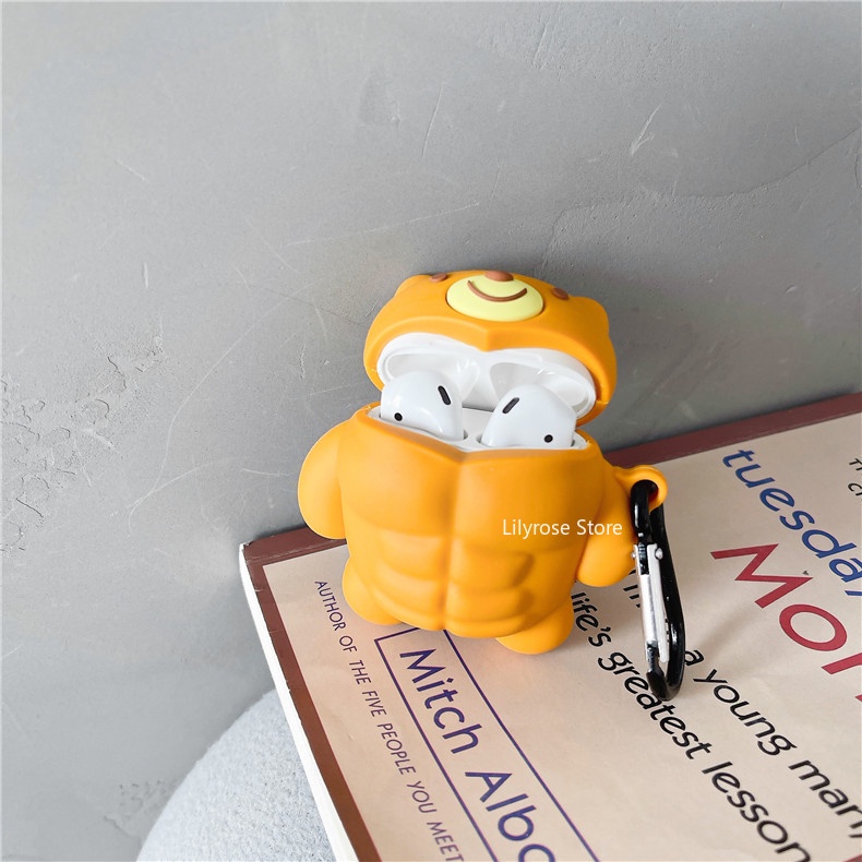 Ốp Vỏ Bảo Vệ Hộp Sạc Tai Nghe airpods 1 2 3 pro pro 2 Bằng Silicon Hình Sư Tử / Gấu Dễ Thương