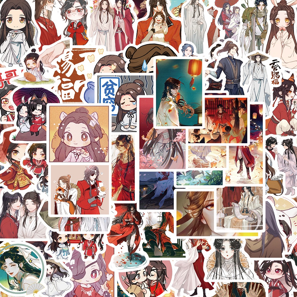 Bộ 65 Miếng Dán Trang Trí Mũ Bảo Hiểm / Bút Chì In Hình anime heaven Official 'S blessing graffiti