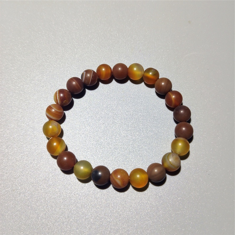 Vòng Tay Chuỗi Hạt Đá Mã Não Nâu Tự Nhiên