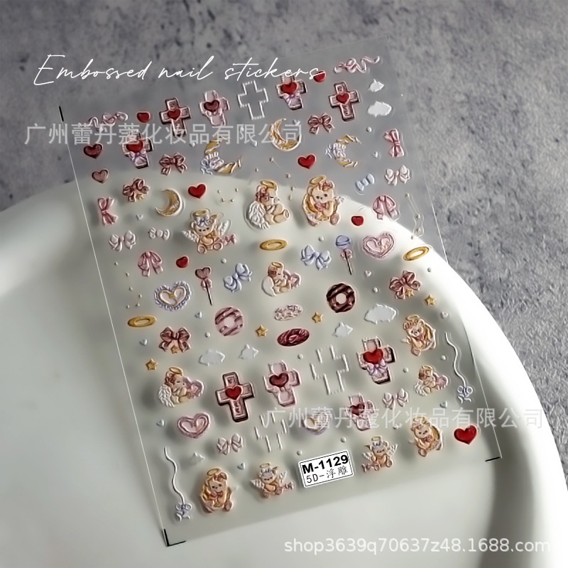 Mới Miếng Dán Trang Trí Móng Tay 5d Dập Nổi Hình Thiên Thần Đám Mây Phong Cách lolita