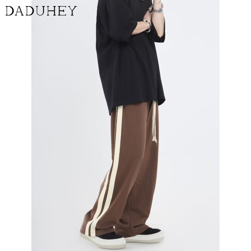 Quần thể thao DADUHEY ống rộng lưng cao phong cách hip hop đường phố đơn giản thời trang cao cấp