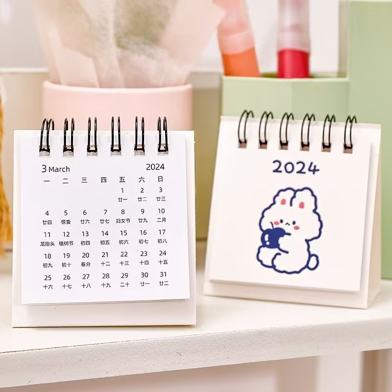 Lịch Năm 2024 Để Bàn mini Hình Khủng Long Hoạt Hình Dễ Thương