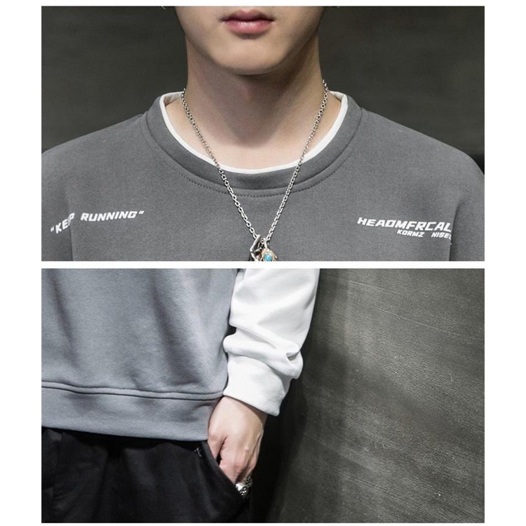 Áo Thun Tay Dài Giả Hai Lớp Cổ Tròn In Chữ Thời Trang Mùa Thu Cho Nam size m-4xl