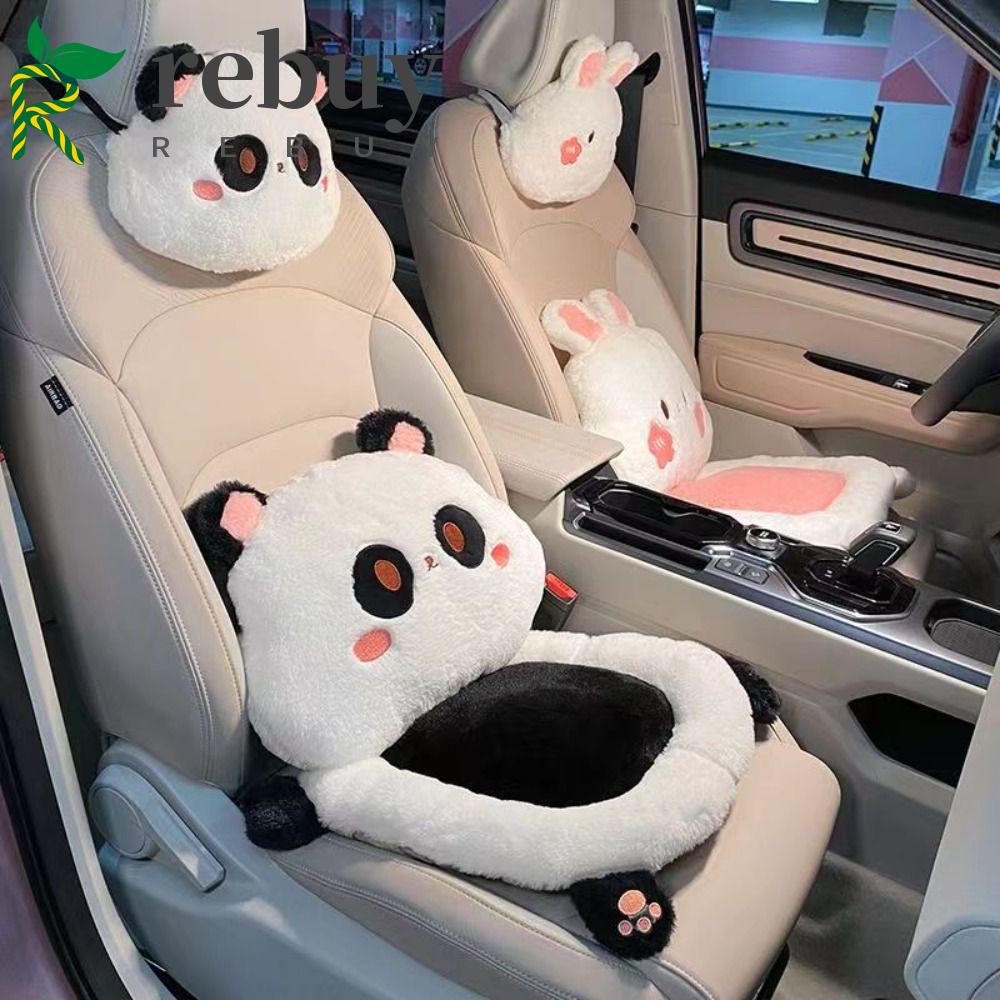 Rebuy Đệm Bông Thỏ Hoạt Hình Mềm Mại Lót Ghế Ngồi Xe Hơi Tựa Đầu Hình Gấu Trúc Thỏ Đáng Yêu