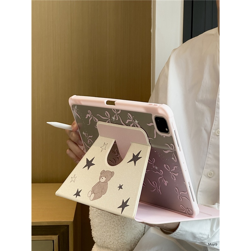 Bao Da Máy Tính Bảng Bằng acrylic Chống Rơi Hình Gấu Cho ipad 10.2 10.9 Mini 6 9.7 Air 4 / 5 Pro 11 / 12.9 Gen 9 Ốp