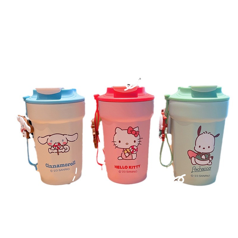 Bình Nước Giữ Nhiệt 450ml sanrio kt Bằng Thép Không Gỉ 316 Họa Tiết Hoạt Hình Đáng Yêu