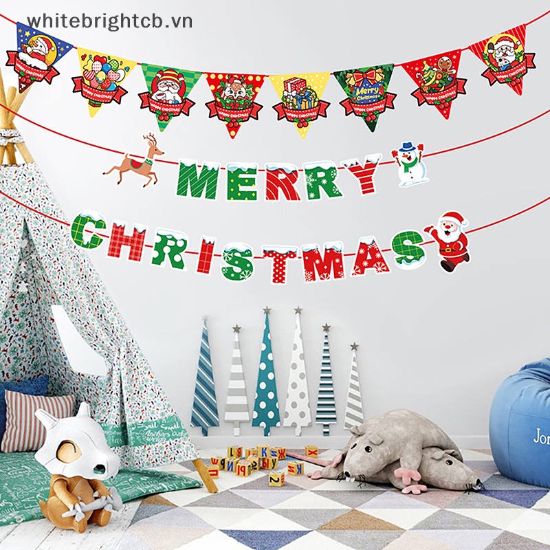 / / 2023 Cờ Giấy Treo Trang Trí Giáng Sinh / Chúc Mừng Năm Mới / Người Tuyết / Ông Già Noel