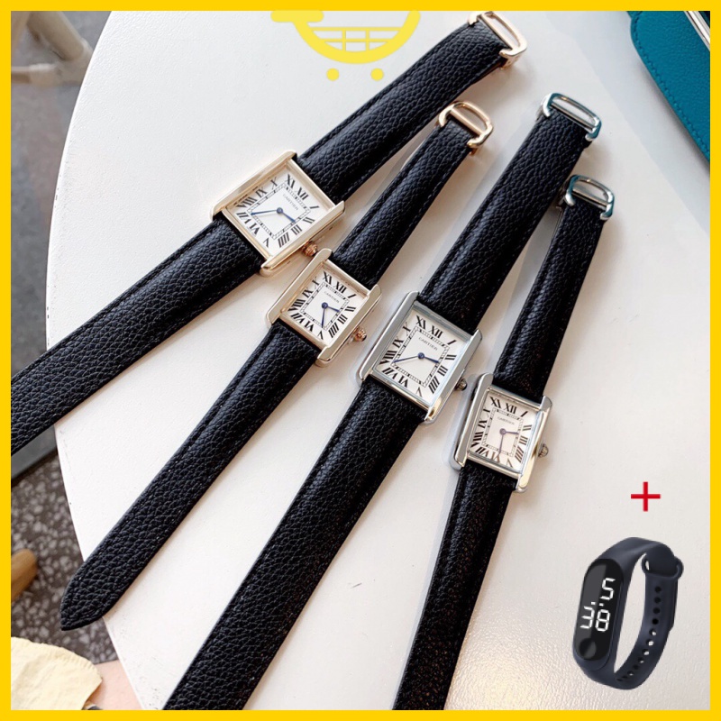 Đồng hồ nữ Đồng Hồ Đeo Tay Máy quartz Mặt Vuông Dây Da Phong Cách retro Cho Cặp Đô 101049
