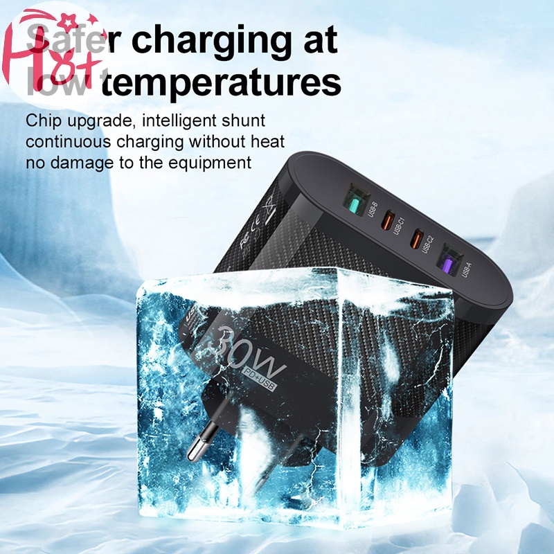 Jr Đầu Sạc Nhanh usb 30w 4 Cổng type c Cho iphone 14 13 pro xiaomi samsung oneplus qc 5.0