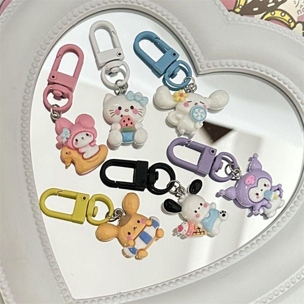 Mluck Móc Khóa Hình Que Kem / kuromi / pachacco resin cinnamoroll mini / Dưa Hấu / Mèo kt my melody Xinh Xắn