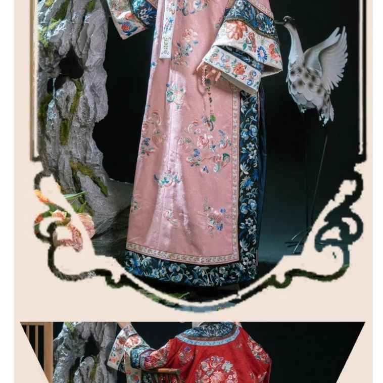 Original Hanfu women's autumn new Qing dynasty ancient costume plaid dress large-breasted gown cheongsam for women