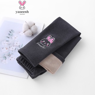 【YAOEENH】Quần Legging 100-140cm Bằng Lông Cừu Dày Dặn Thêu Họa Tiết Thỏ Giữ Ấm Mùa Thu Đông Cho Bé Gái Hàng Có Sẵn Giao Hàng Nhanh