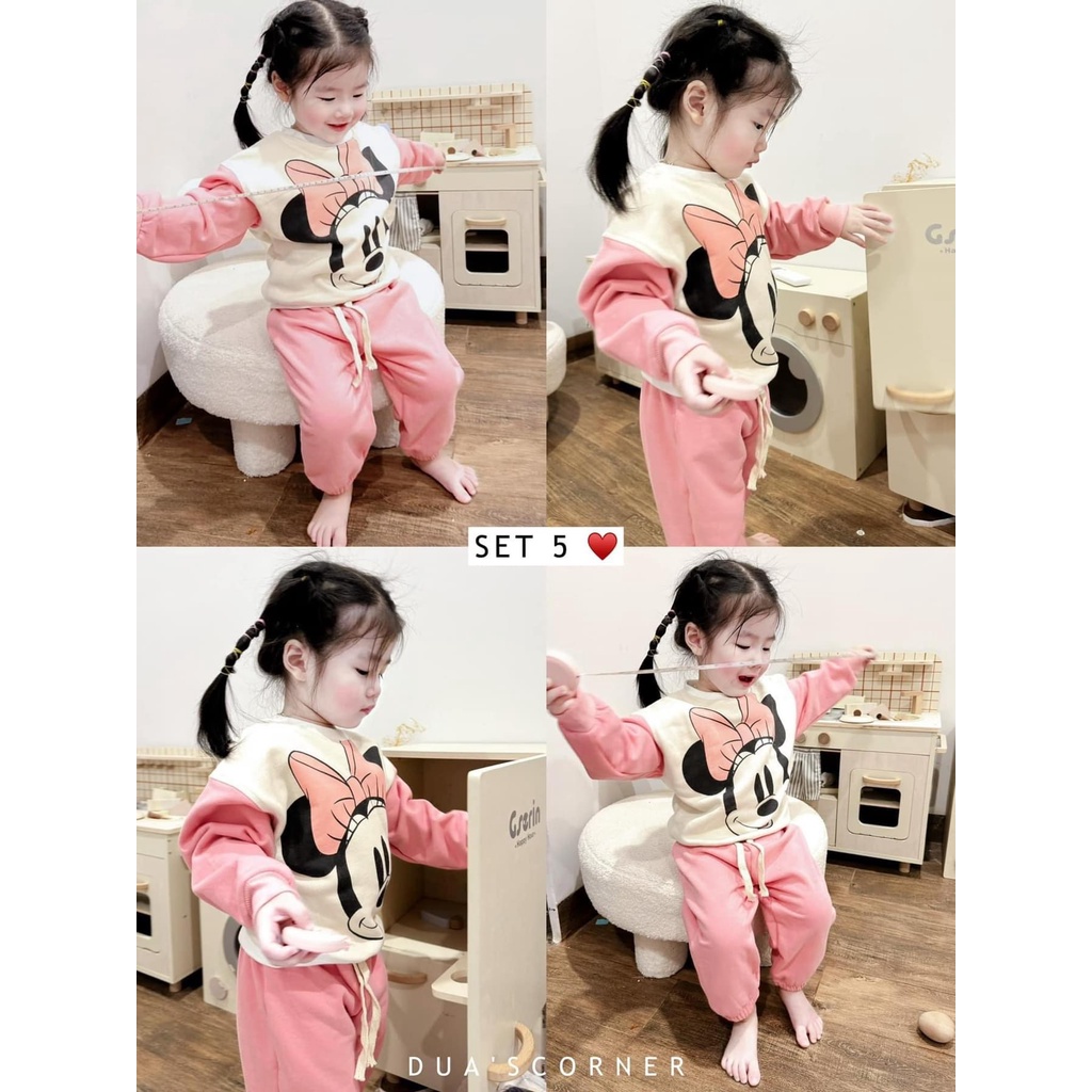 ✨MALINHKID✨BN069-Bộ nỉ bé gai VNXK nhiều màu