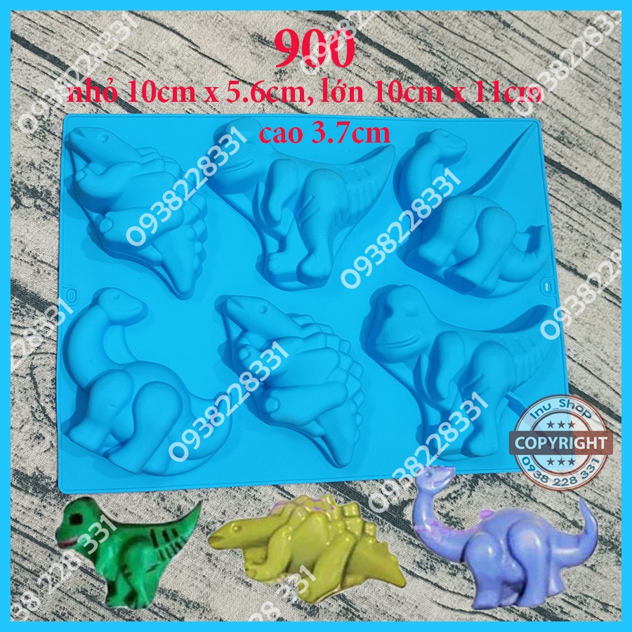HCM - Khuôn silicon mẫu hình Khủng long Bạo chúa, Tê giác  nướng bánh, làm kẹo dẻo, đổ rau câu thạch, đổ tượng thạch cao