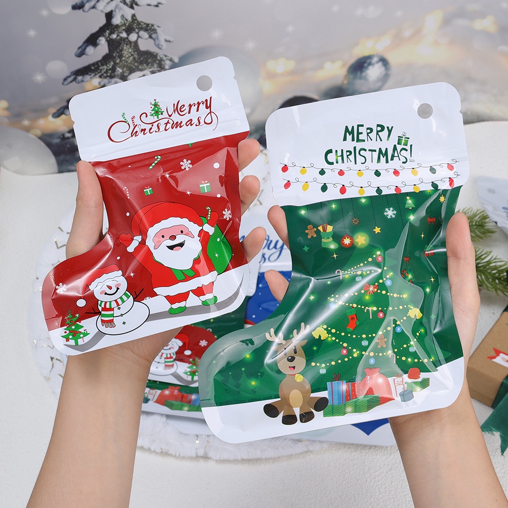 Túi Đựng Kẹo Hình Chiếc Tất Dùng Trang Trí Cây Thông Giáng Sinh
