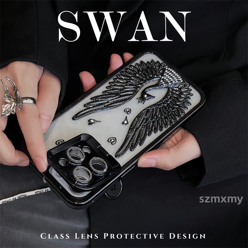 Sang Trọng Ốp Điện Thoại Dẻo Trong Suốt Mạ Điện Lấp Lánh Kèm Giá Đỡ Hình Chim Công Cho iphone 15 14 11 13 12 pro max