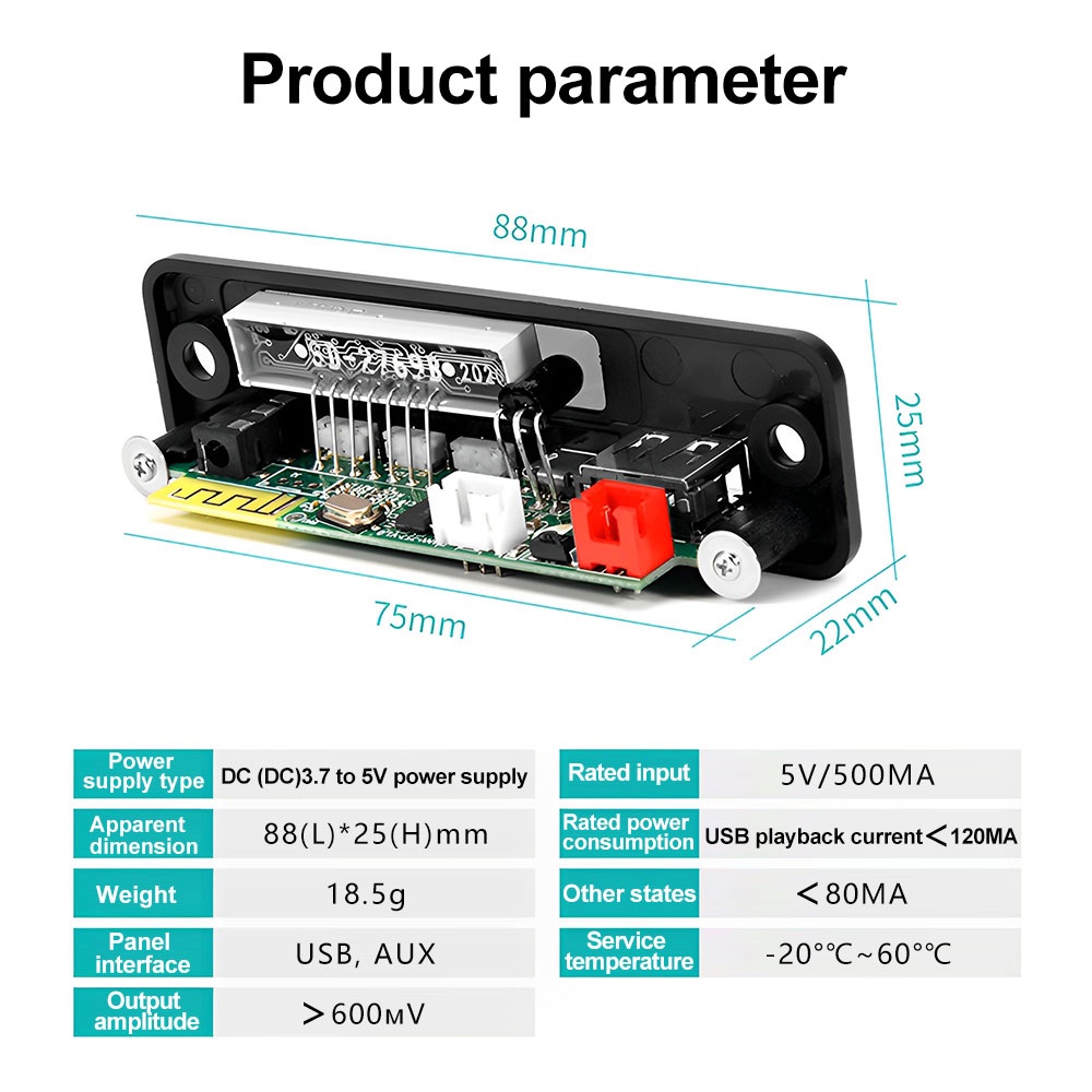 DIYMORE Bảng Mạch Giải Mã Âm Thanh mp3 bluetooth 5.0 Hỗ Trợ aux fm usb