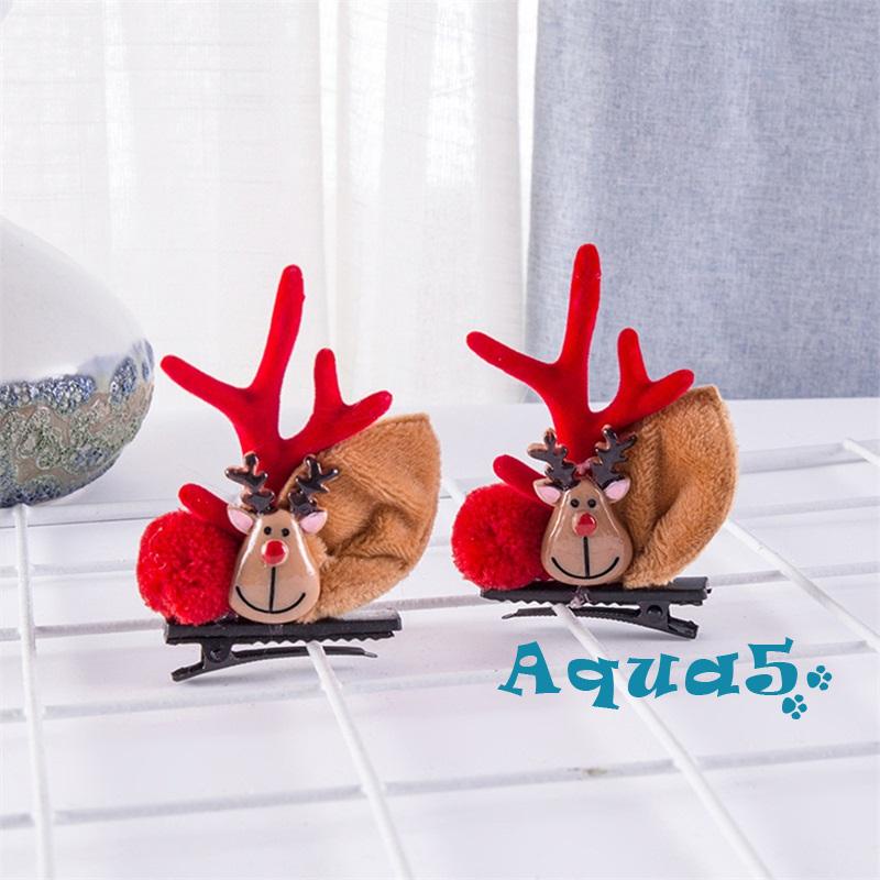 Aqua5 Kẹp Tóc Hình Sừng Hươu Giáng Sinh Dễ Thương Cho Nữ / Bé Gái