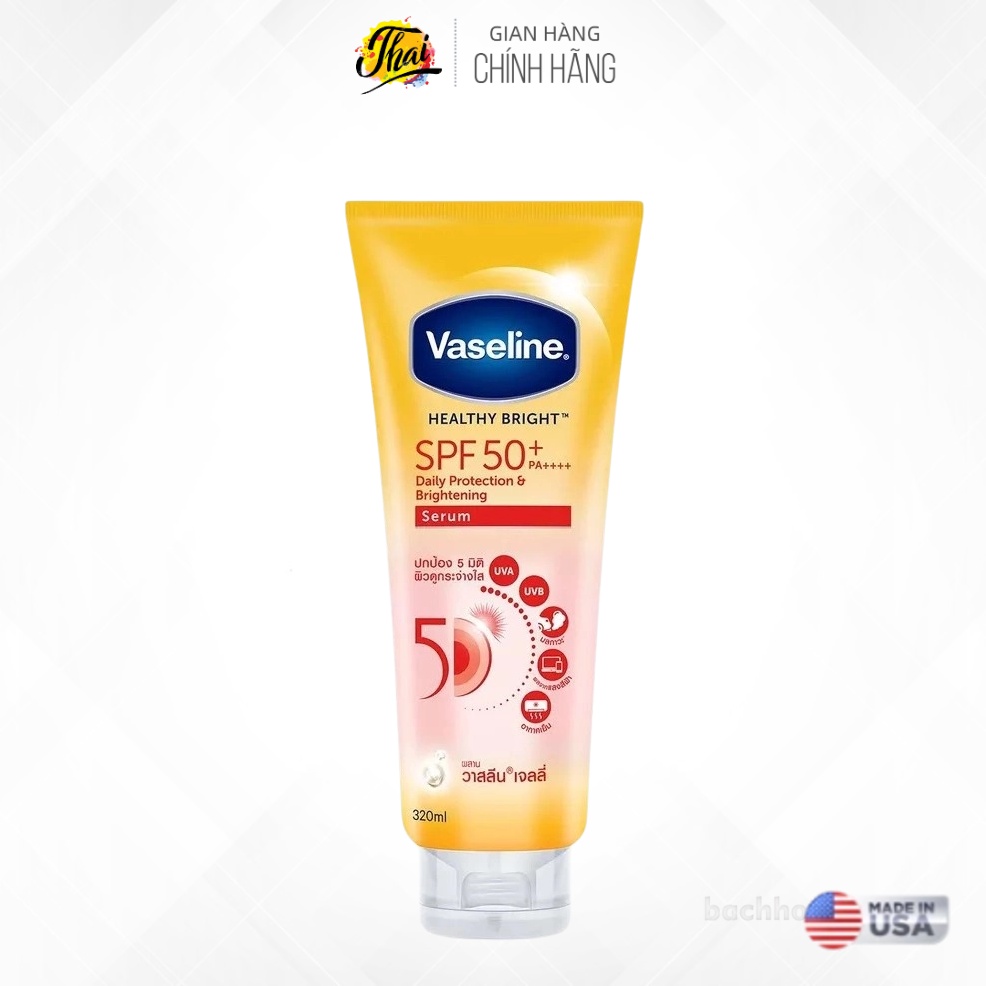 Chống nắng Vaseline 50X Healthy Bright SPF50 Thái Lan tuýp 300ML