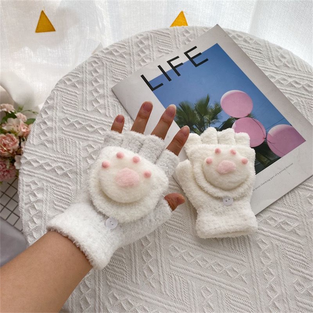 ♫ Găng Tay Mùa đông Sanrio Nhung San Hô Phim Hoạt Hình Dễ Thương Cinnamoroll Kuromi Màn Hình Cảm ứng Nửa Ngón Lật Lên Găng Tay Viết Cho Học Sinh để Làm Quà Tặng
